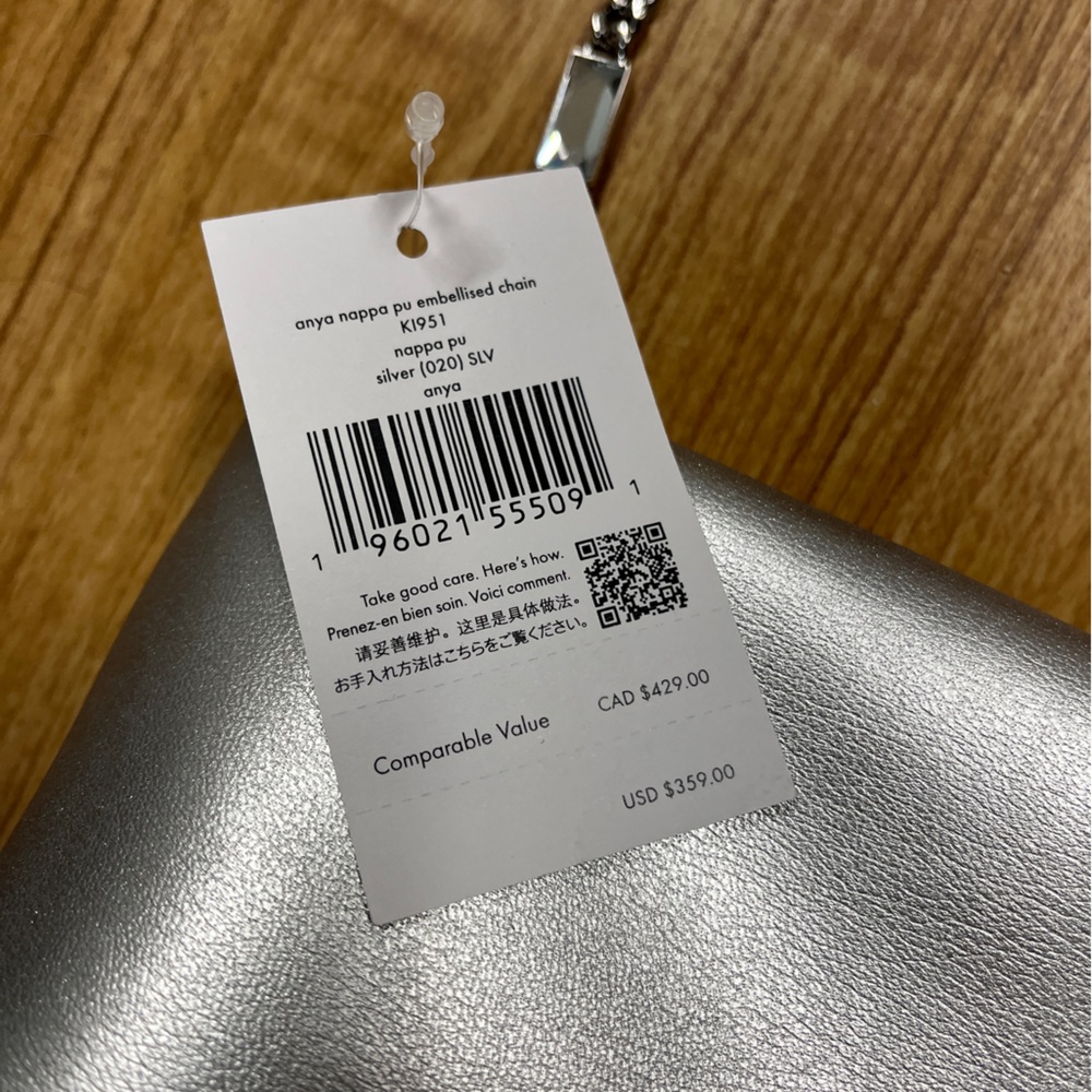 Kate Spade Anya metallic silver crossbody clutch NWT vegan leather chain bag - Picture 5 of 15